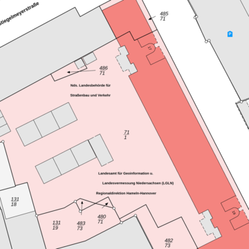 Auszug aus der Liegenschaftskarte farbig